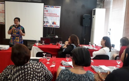 <p><strong>TOURISM SEMINAR.</strong> Department of Tourism Western Visayas  Director Helen Catalbas speaks at the Tourism Enterprise Innovation and Self-Reinvention Seminar held in Bacolod City on Monday (April 9, 2018).<em> (Photo by Erwin P. Nicavera)</em></p>